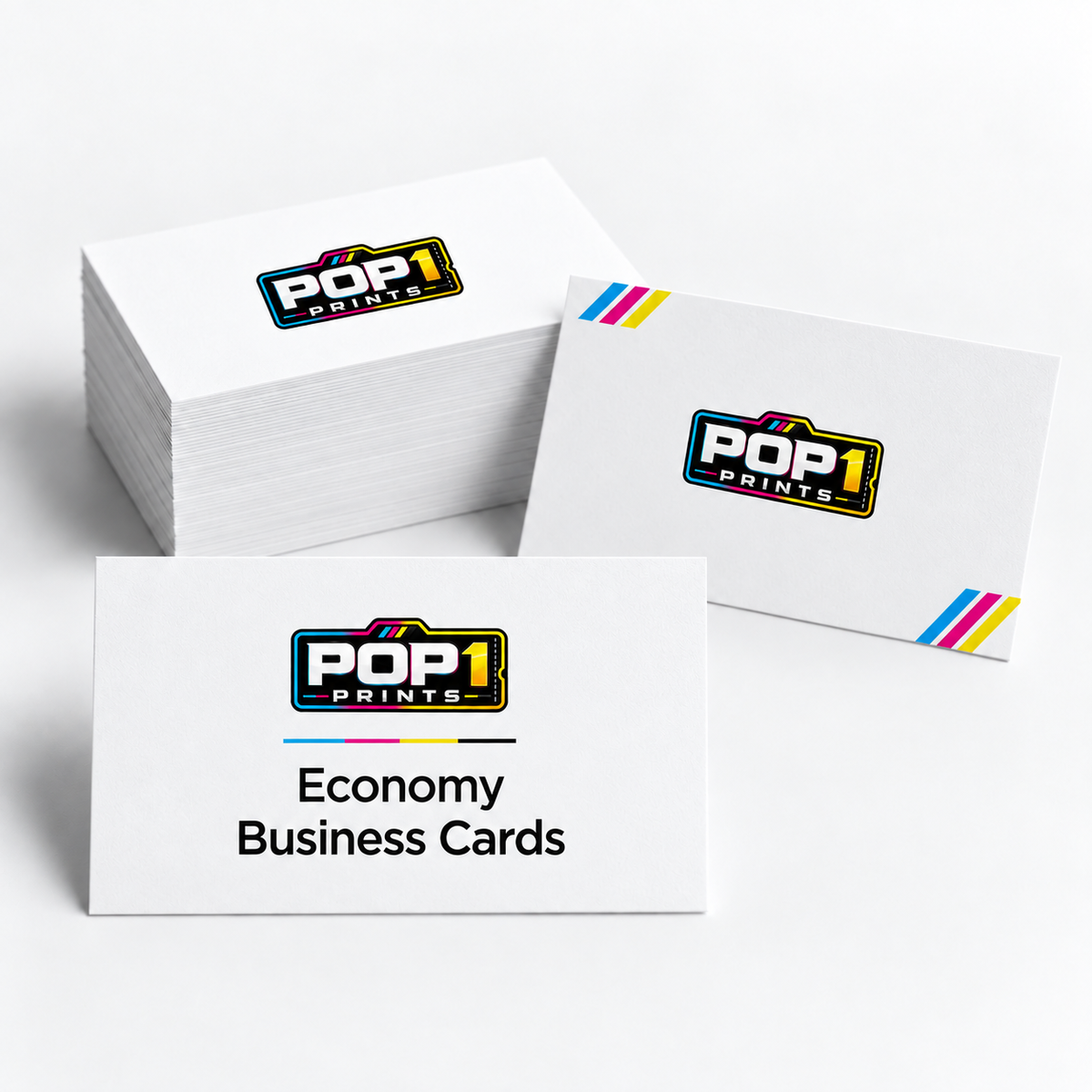 POP 1 Prints Economy Business Cards on 400gsm silk stock with straight-cut corners