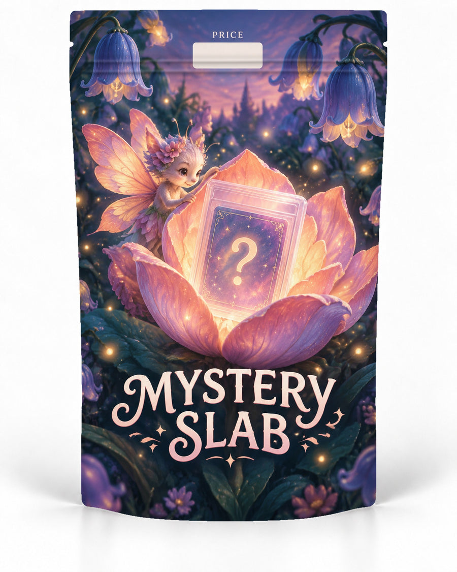 Fairy Flower direct-printed Mystery Slab bag for TCG graded-card packaging