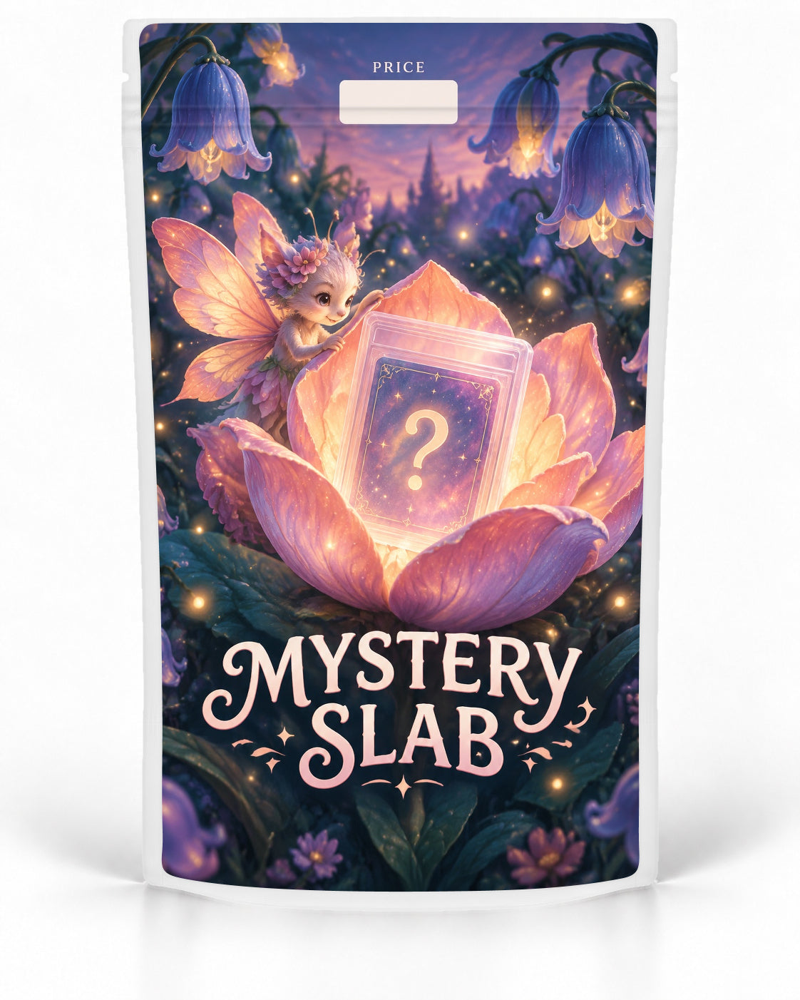 Fairy Flower labelled Mystery Slab bag for TCG graded-card packaging