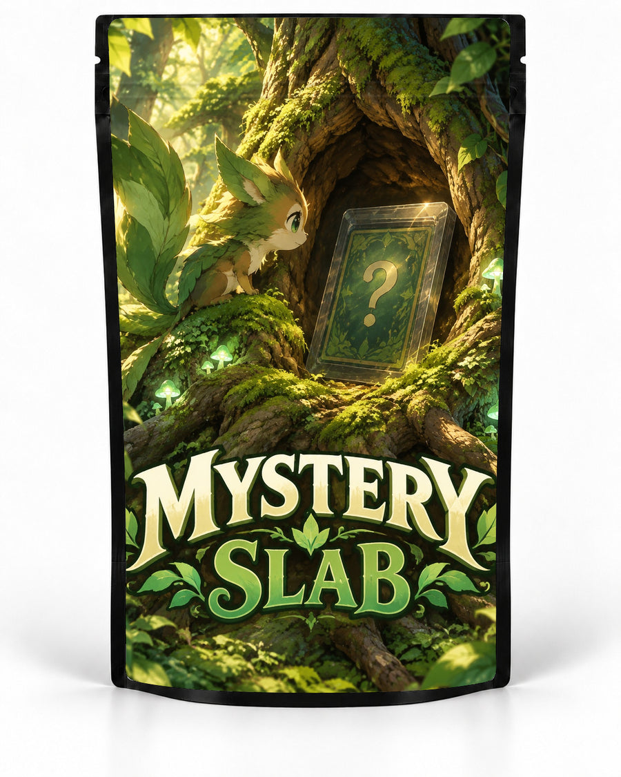Forest Hollow labelled Mystery Slab bag for TCG graded-card packaging