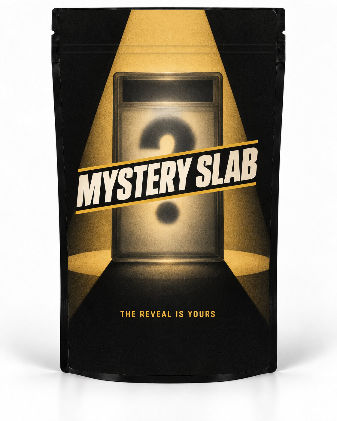 Gold Spotlight – Labelled mystery slab bag mockup by POP 1 Prints