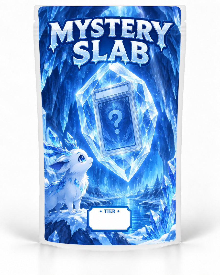 Ice Cavern labelled Mystery Slab bag for TCG graded-card packaging