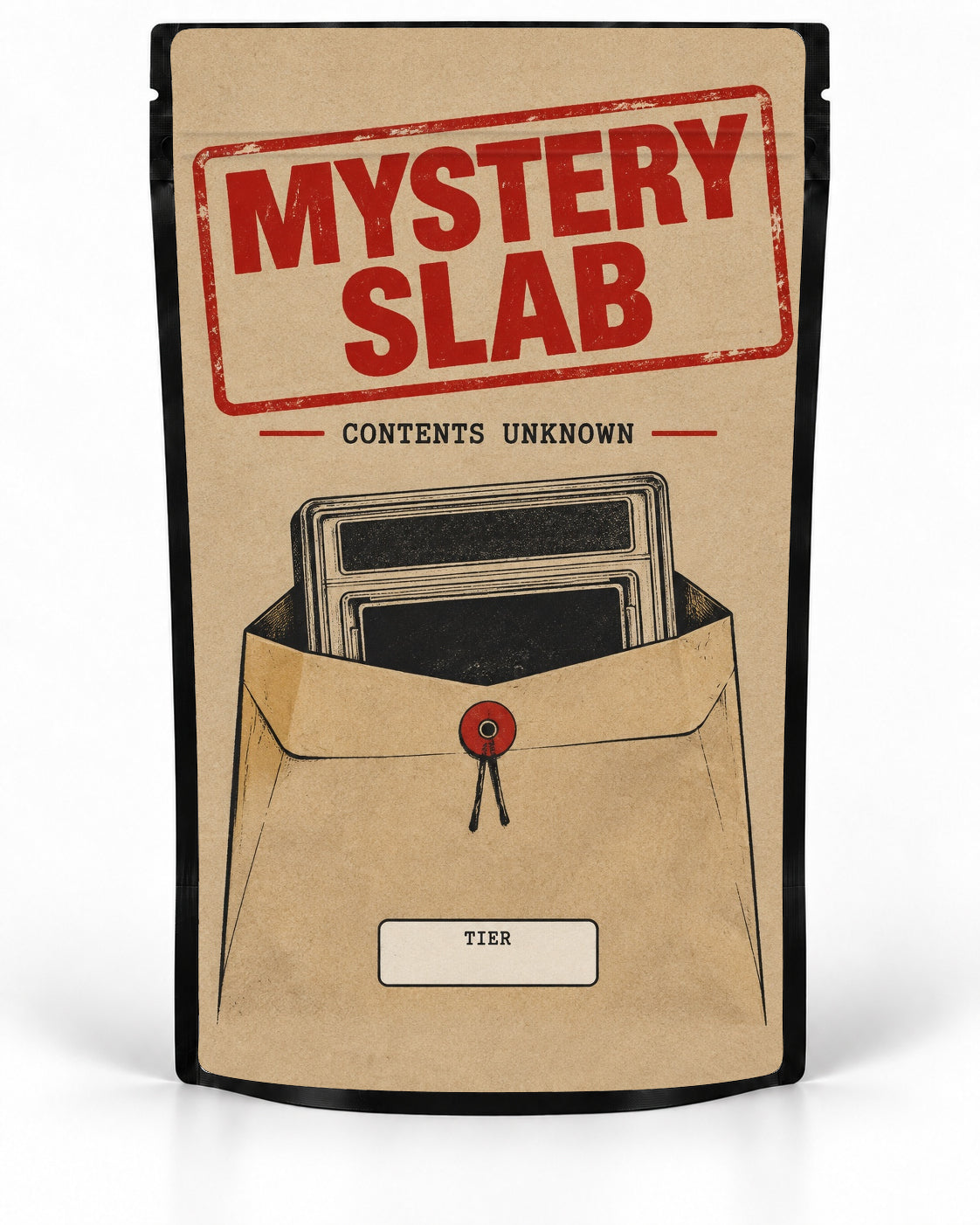 Kraft Envelope – Labelled mystery slab bag mockup by POP 1 Prints