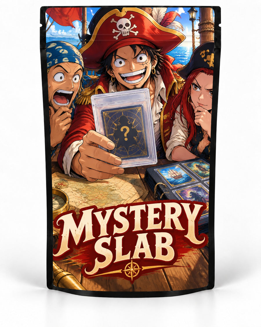 Pirate Crew labelled Mystery Slab bag for TCG graded-card packaging