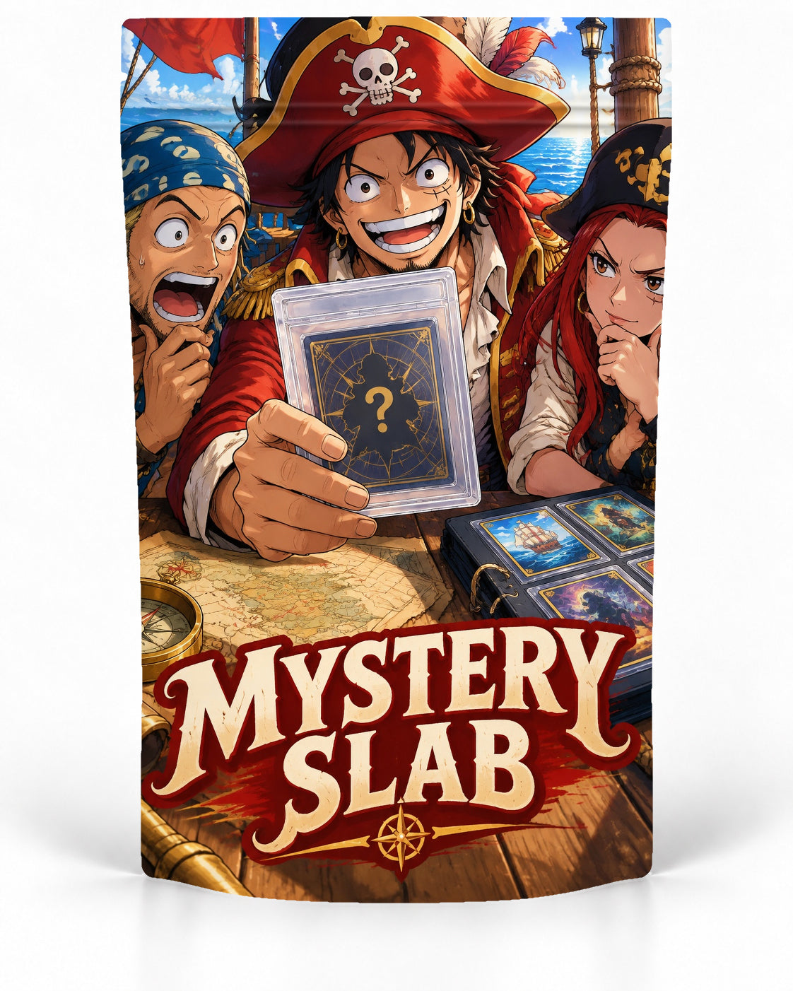 Pirate Crew direct-printed Mystery Slab bag for TCG graded-card packaging