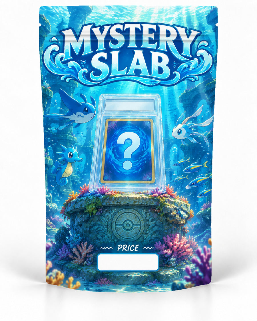 Underwater direct-printed Mystery Slab bag for TCG graded-card packaging